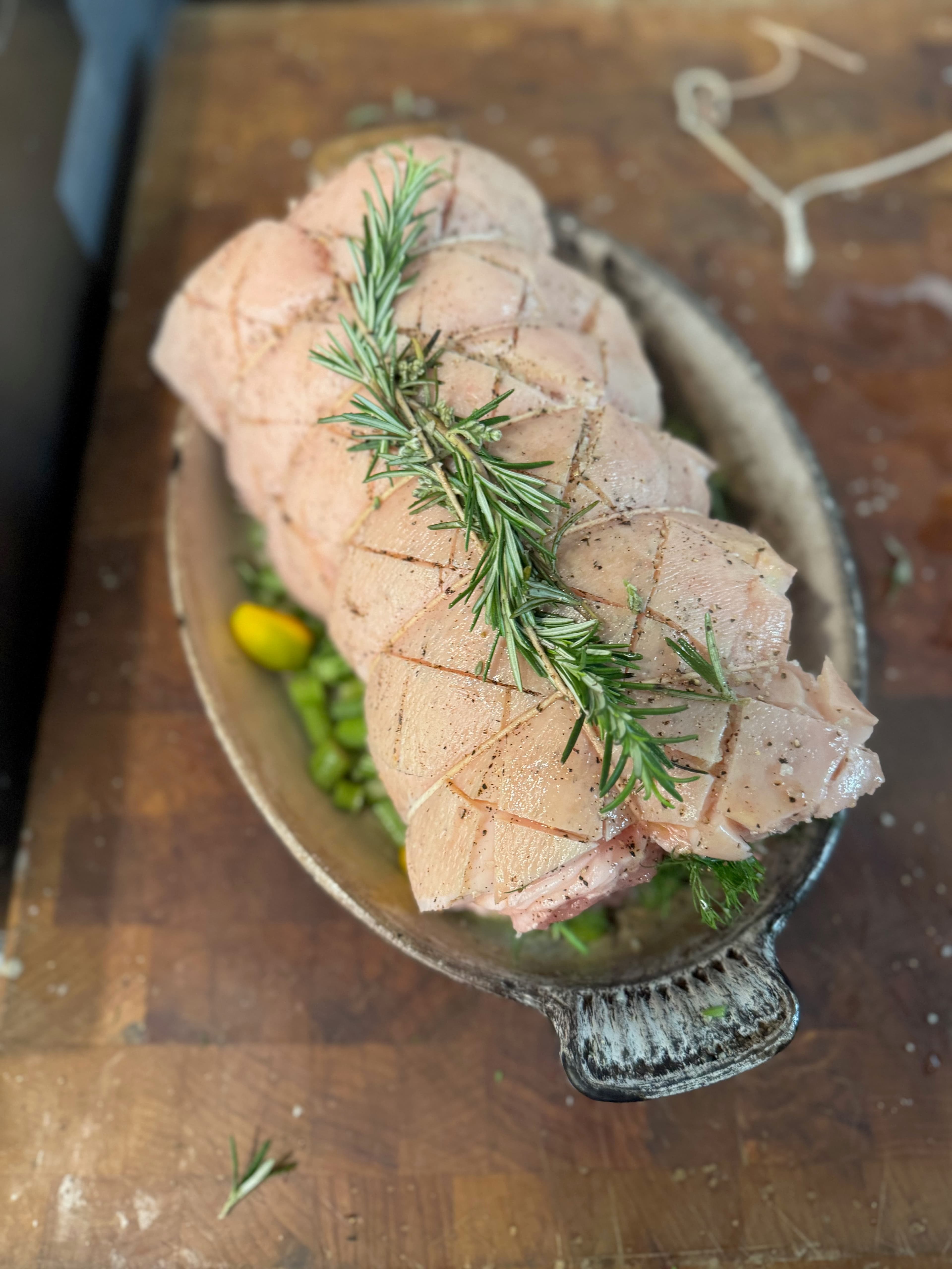 House-made roulade plated for the Sea Breeze Farm shop offerings.